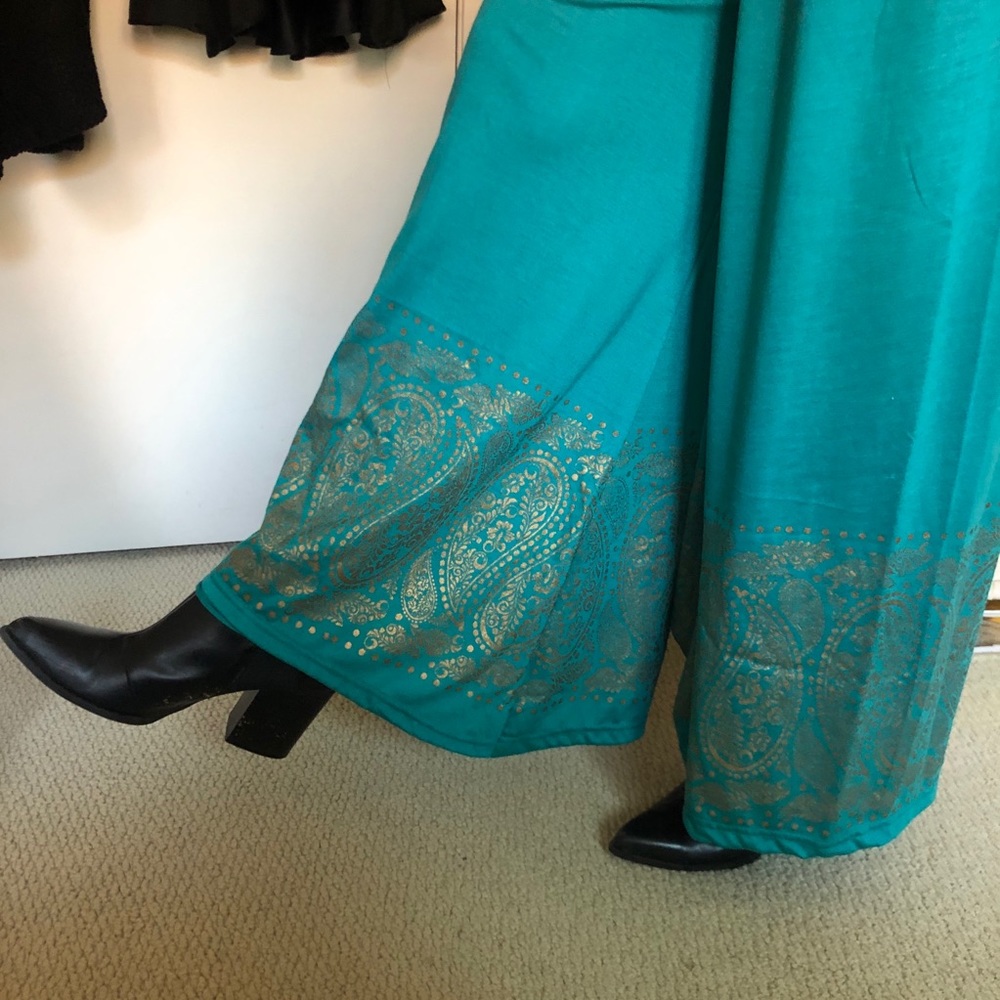 Turquoise wide Leg Palazzo Pants